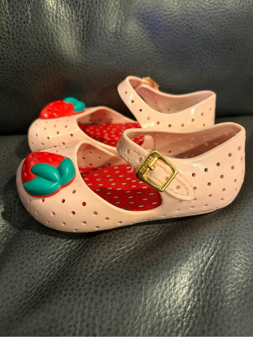 Mini Melissa Pink Strawberry Jelly Mary Jane Shoes